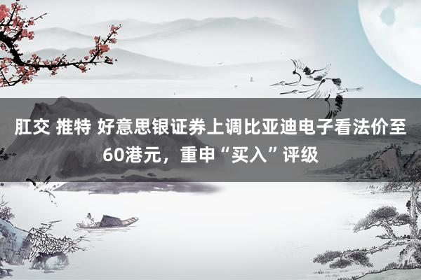 肛交 推特 好意思银证券上调比亚迪电子看法价至60港元，重申“买入”评级