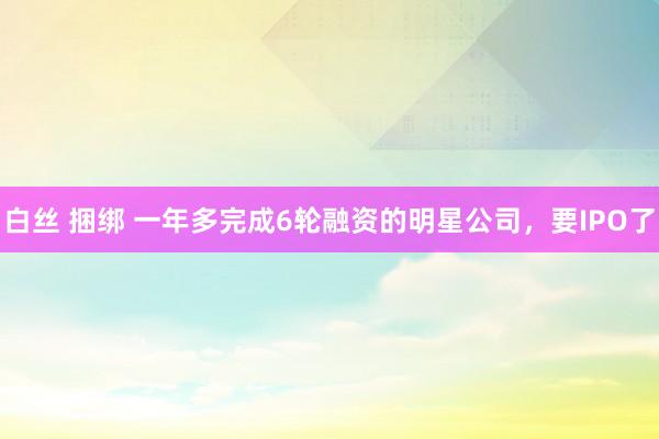 白丝 捆绑 一年多完成6轮融资的明星公司，要IPO了