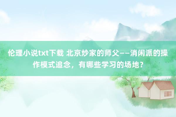 伦理小说txt下载 北京炒家的师父——消闲派的操作模式追念，有哪些学习的场地？