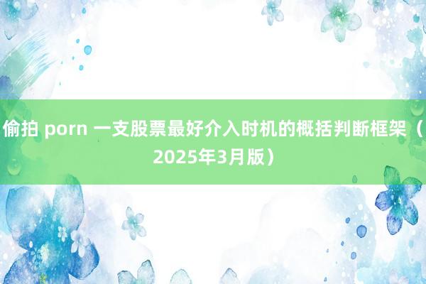 偷拍 porn 一支股票最好介入时机的概括判断框架（2025年3月版）