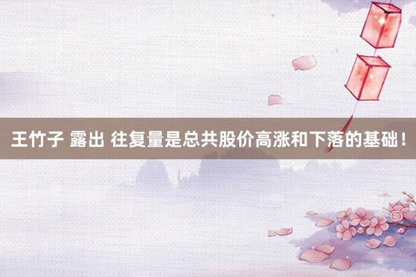 王竹子 露出 往复量是总共股价高涨和下落的基础!