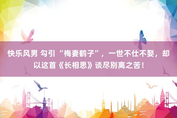快乐风男 勾引 “梅妻鹤子”，一世不仕不娶，却以这首《长相思》谈尽别离之苦！