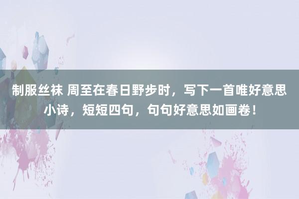 制服丝袜 周至在春日野步时，写下一首唯好意思小诗，短短四句，句句好意思如画卷！